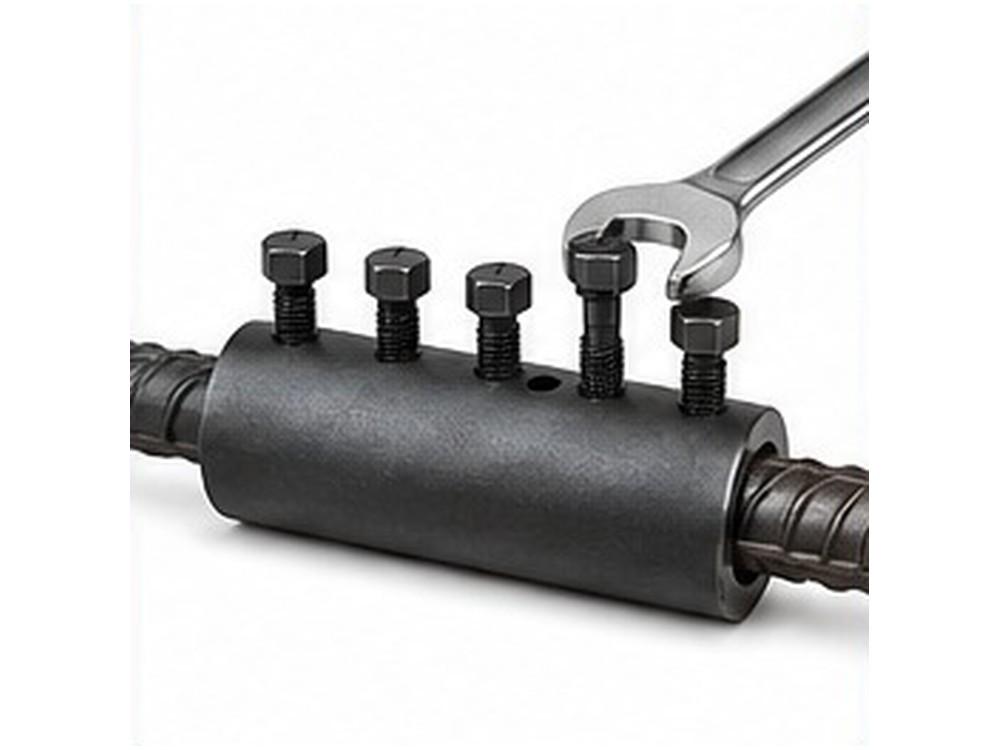 A spanner tightening a shear bolt on an MBT coupler